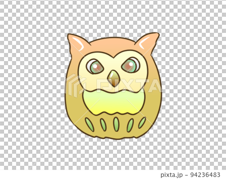 だるまのような茶色のフクロウ　黒い枠線あり 94236483