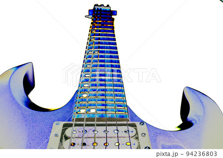 Neon electric guitar with pickups with neck 94236803