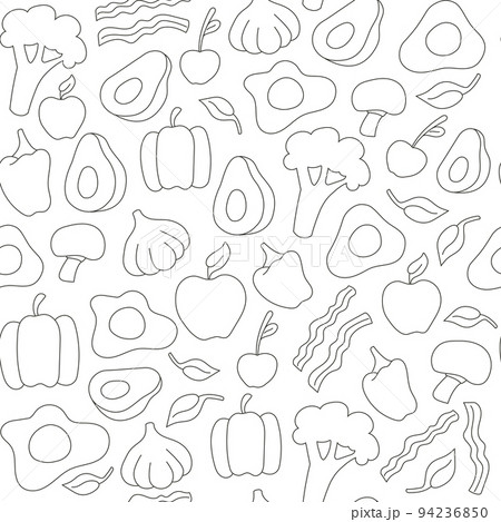 Set of healthy breakfast vector food. Seamless pattern Set of healthy breakfast vector food. Seamless pattern 94236850