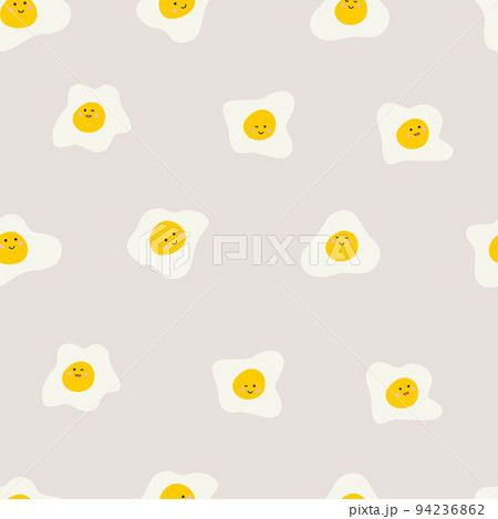 Cute food - funny set of omelet eggs seamless pattern 94236862