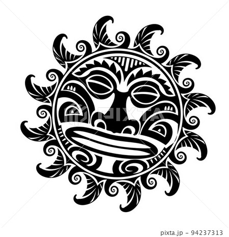 Polynesian tattoo design mask.  Native ornament, isolated on white, vector illustration 94237313