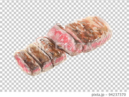 水彩畫的牛排插圖 94237370