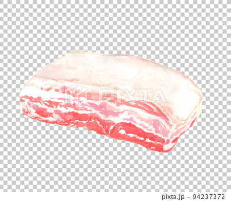 水彩で描いた豚バラブロックのイラスト 94237372