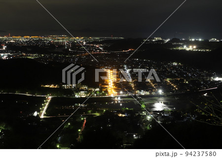 山口県錦帯橋 岩国市横山no夜景　中秋の名月！日本の夏　Kintaikyo Bridge 94237580