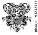 Polynesian tattoo design mask.  Native ornament, isolated on white, vector illustration 94238331