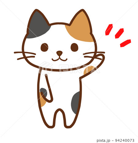 ワンポイントを伝えるかわいい三毛猫のイラスト素材 [94240073] - PIXTA