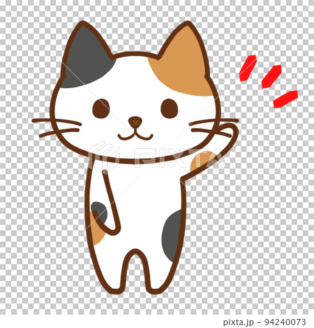 ワンポイントを伝えるかわいい三毛猫のイラスト素材 [94240073] - PIXTA