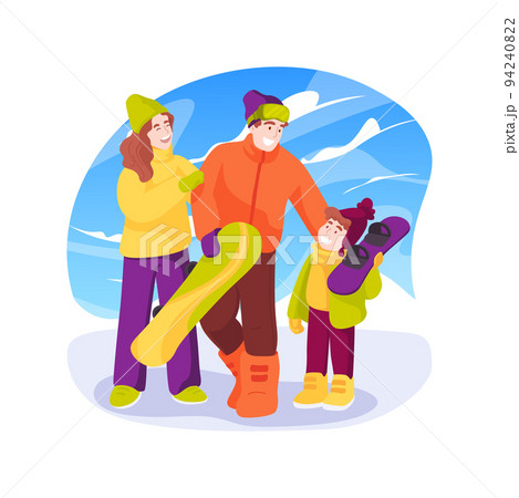 Family snowboarding isolated cartoon vector illustration. Family snowboarding isolated cartoon vector illustration. 94240822
