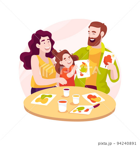 Drawing with parents isolated cartoon vector illustration. 94240891