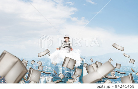 Little boy keeping mind conscious. 94241459