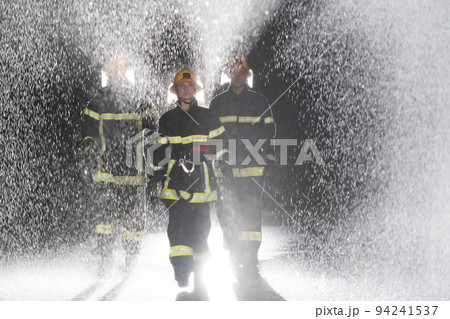 Portrait Of A Group Of Firefighters Standing の写真素材