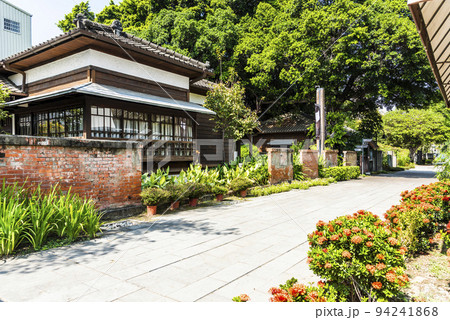 Building view of the Taichung Literature Pavilion in Taiwan. The museum buildings were originally constructed as Japanese police dormitories.  94241868