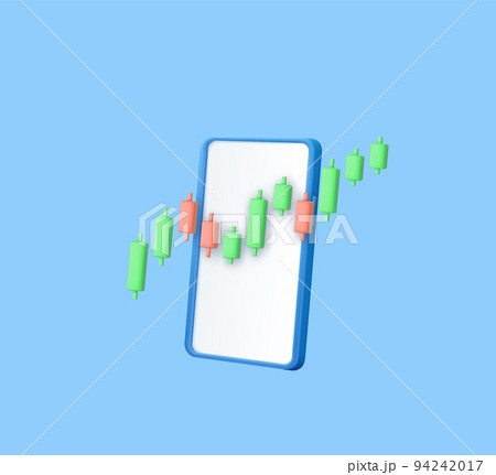 3d Candle stick graph chart of online stock 94242017