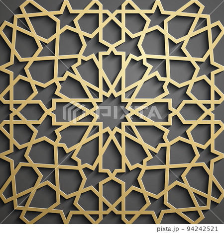 Islamic ornament vector , persian motiff . 3d ramadan islamic round pattern elements . Geometric circular ornamental arabic symbol vector . 94242521