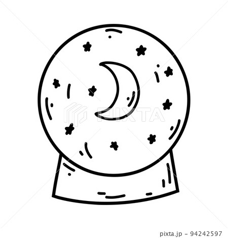 Hand drawn doodle crystall ball icon. Halloween cartoon element, vector sketch illustration, line art for web design, icon, print, coloring page Hand drawn doodle crystall ball icon. Halloween cartoon element, vector sketch illustration, line art for web design, icon, print, coloring page 94242597
