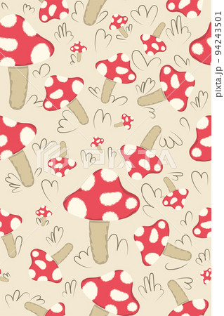 Colored seamless pattern background with mushrooms Vector 94243501