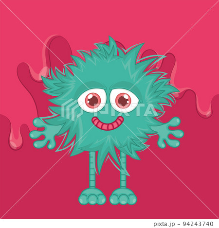 Isolated cute green hairy monster with a smile Vector Isolated cute green hairy monster with a smile Vector 94243740