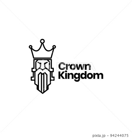 old man beard king crown logo design 94244075