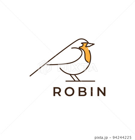 american robin bird abstract lines logo design 94244225