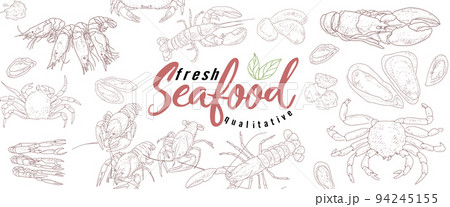 The cover template of the booklet of fish products and seafood. The cover template of the booklet of fish products and seafood. 94245155