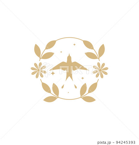 aesthetic swallow with leaves logo design 94245393