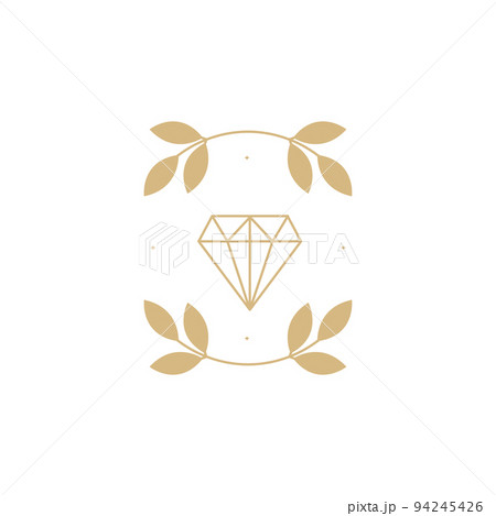 aesthetic diamond and leaves logo design 94245426