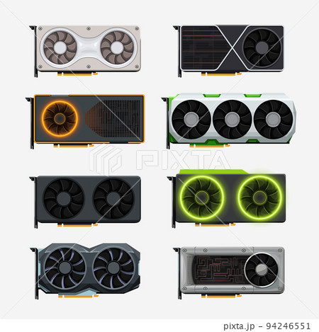 graphic cards isolated in set on white graphic cards isolated in set on white 94246551