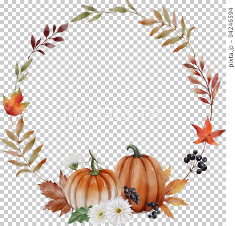 水彩南瓜，秋天框架 94246594