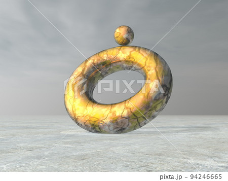 Golden metallic yellow torus and sphere ball - 3d render 94246665