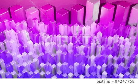 3d render. Abstract columns as abstract background. 3d geometric background as abstract infographics. Visualization of statistical data in red blue. 94247759