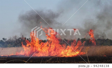 爆発的に広がる大火の炎 94248138