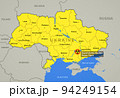 Zaporizhzhia Nuclear Power Plant on Ukraine map with cities and regions 94249154
