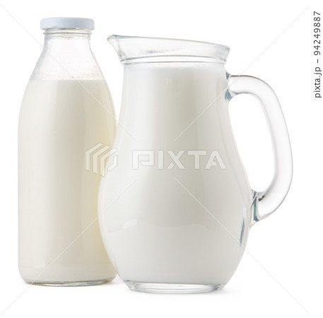 Glassware full of fresh milk isolated on white Glassware full of fresh milk isolated on white 94249887