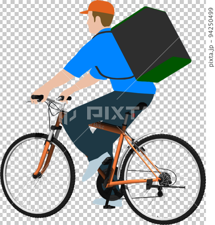 自転車マウンテンバイクの背景透明イラスト 運転手付きのイラスト素材