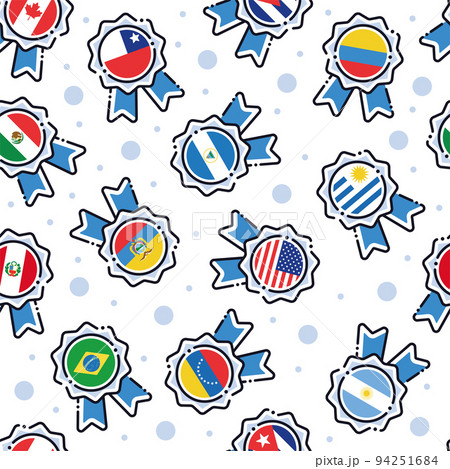 Seamless pattern background with silk medals with different flags Vector 94251684