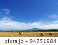 小清水町の農道から見える斜里岳と麦乾ロール 94251984