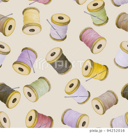 Colourful thread spools, seamless pattern Colourful thread spools, seamless pattern 94252016