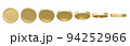 Collection of golden coin in different shape on white background. 94252966