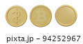 set of dollar coin, bitcoin isolated on white background with clipping path. 94252967