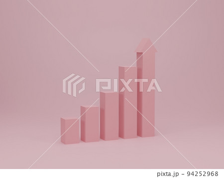 Pink growing bar graph to success process on step Pink growing bar graph to success process on step 94252968