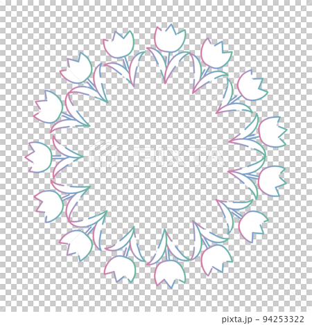 Gradient color tulip round line drawing frame 94253322
