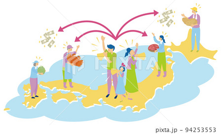 ふるさと納税を使って地域を応援する家族 94253553