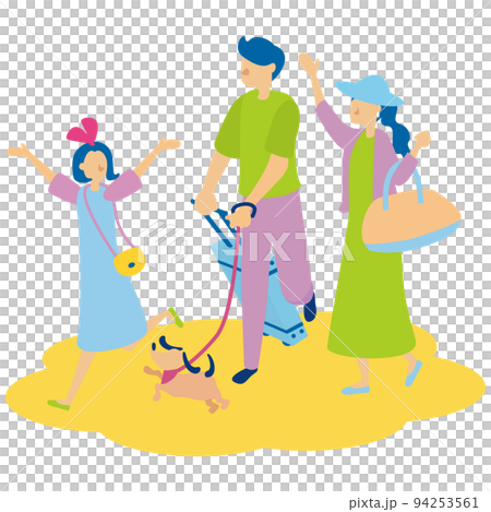 Family and pet dog traveling with suits Family and pet dog traveling with suits 94253561