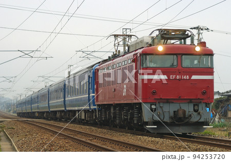 北陸本線　森本ー津幡　JR東日本　EF81-148（長岡）＋14系（尾久）　北陸　返却回送 94253720