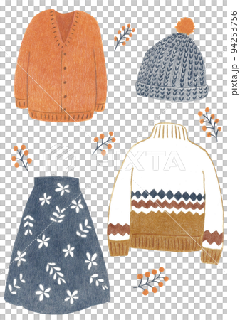 Autumn fashion colored pencil illustration 94253756