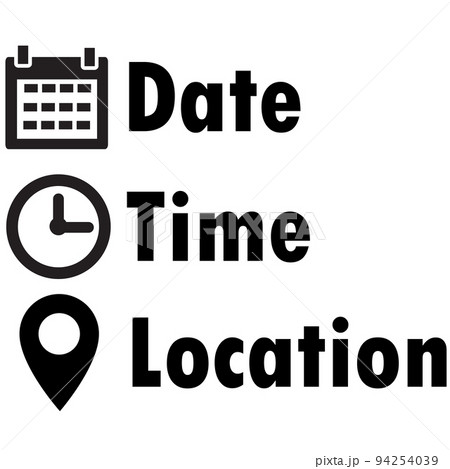Date time location icon on white background 94254039 pixta