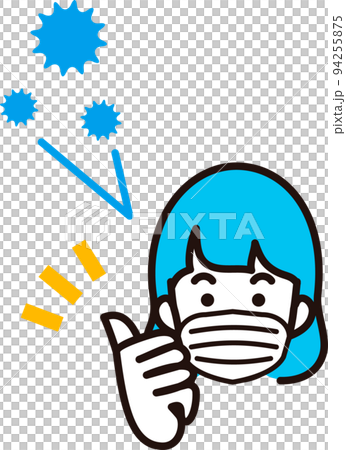 Mask woman infection prevention hay fever virus disease pollen person icon simple cute illustration 94255875