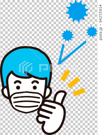 面具男性感染預防花粉症病毒病花粉人圖標簡單可愛的插圖 94255914