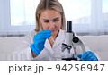 professional scientist takes a sample for a medical experiment. A research chemist works in a 94256947