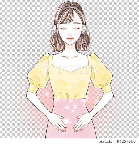 woman with hands on stomach 94257599